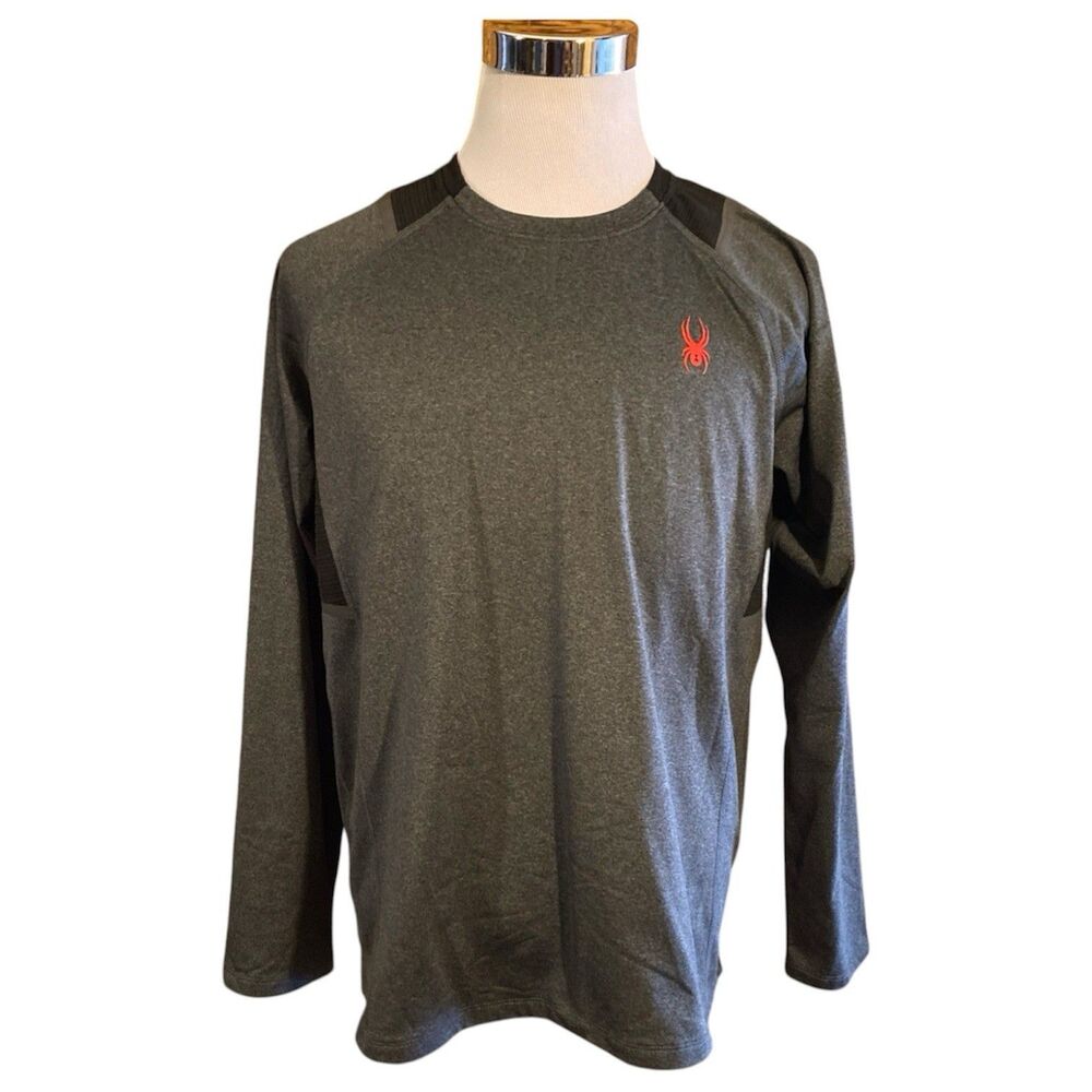 Spyder Active Shirt Mens Medium Long Sleeve Gray Athletic Workout Gym